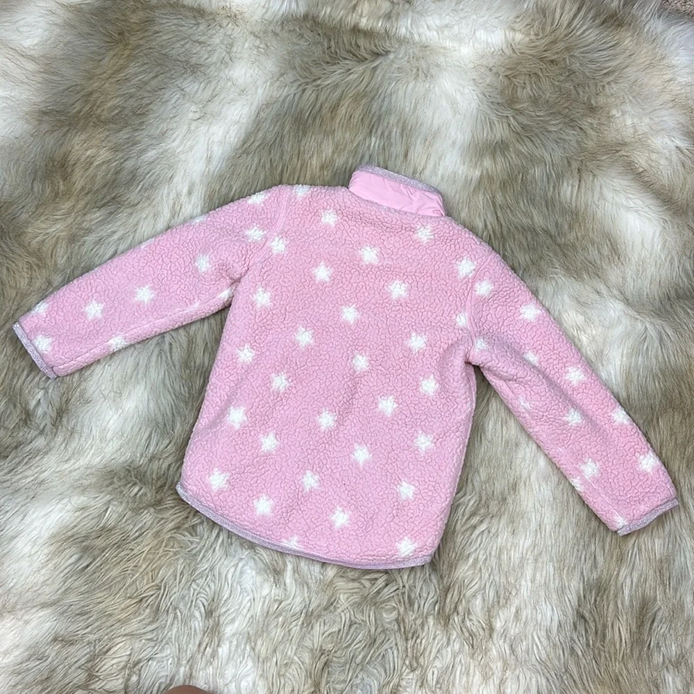 Joules Girls Pink Star Sherpa Fleece Half Zip Pullover Size 5